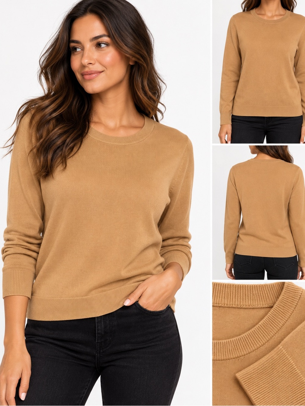 Divided Camel Crewneck Sweater NWOT